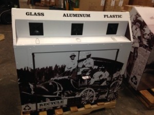 New interpretive recycling bins at Yellowstone.